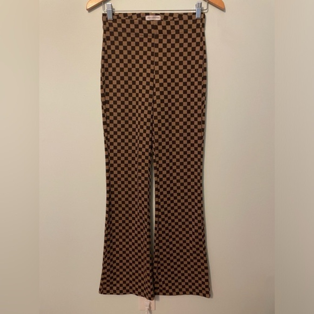 Urban Outfitters Brown Flared Checkered Pants Small
